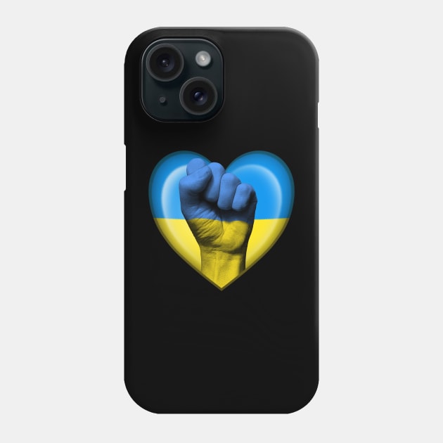 Ukrainian Heart with Raised Fist Phone Case by jeffbartels