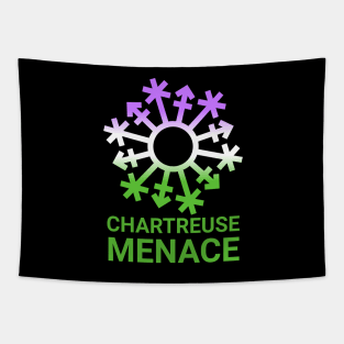 "Chartreuse Menace" Gender Snowflake - Genderqueer Flag Colors Tapestry