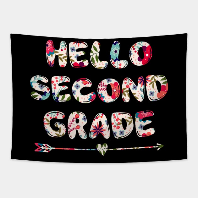 Floral Hello second 2nd grade team teacher stududent back to school Tapestry by kateeleone97023