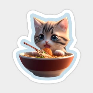 Kawaii Japanese Ramen Cat Magnet