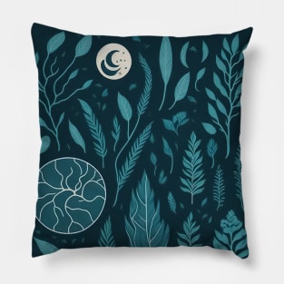 Great wave of leaves plants Pillow