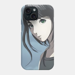 Beaux Animes Art Cute Girl Sketch with green eyes Design Phone Case