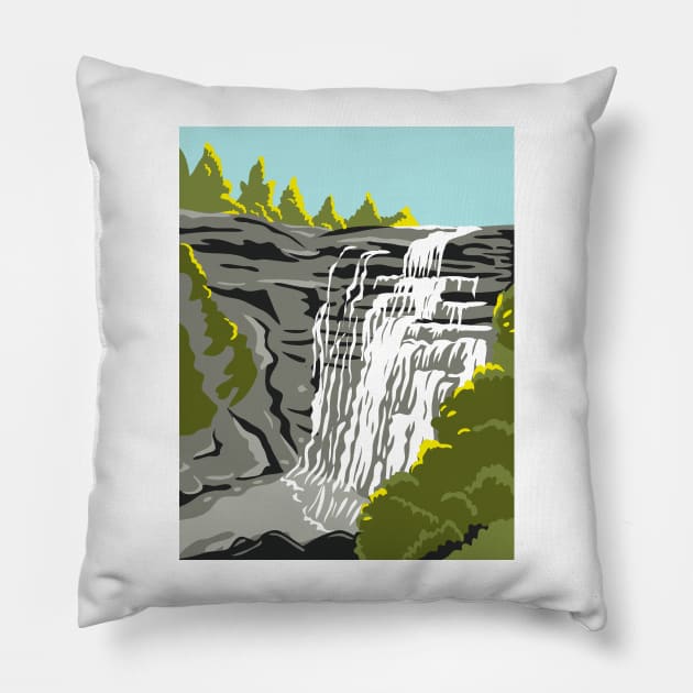 Cuyahoga Valley National Park along Cuyahoga River in Akron and Cleveland Ohio United States WPA Poster Art Color Pillow by retrovectors