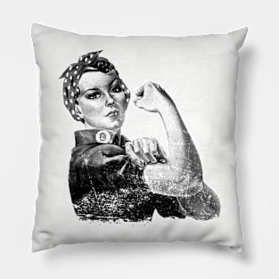 Classic Aged Look Rosie the Riveter Monochrome Pillow