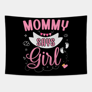 Mom says Girl cute baby matching family party Tapestry