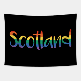 SCOTLAND, Rainbow Pride Flag Text Design Tapestry