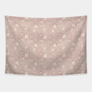 Blush Pink Grunge Flowers and Hearts Pattern Tapestry