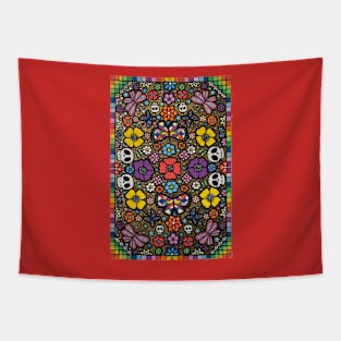 Flower, Skull and Butterfly Motif Tapestry