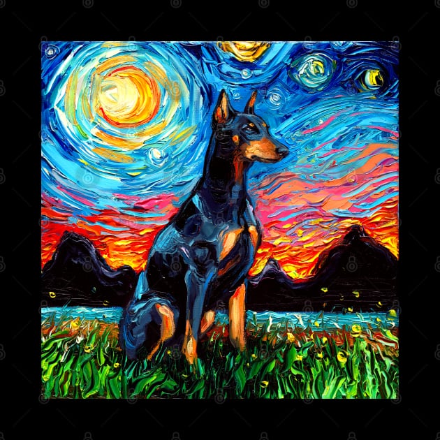 Doberman Starry Night by sagittariusgallery