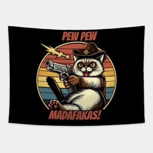 Pew Pew Madafakas Cat Tapestry