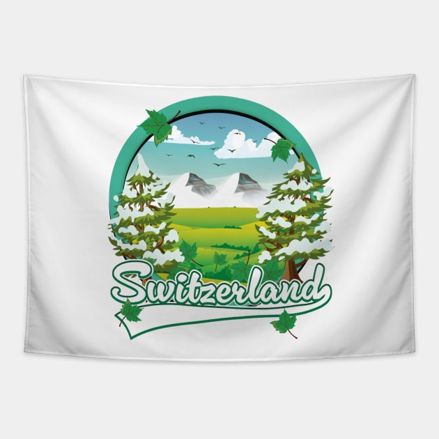 Switzerland travel logo Tapestry by nickemporium1