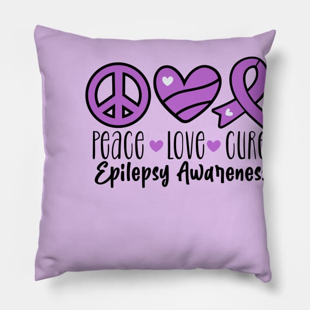 Peace Love Cure Epilepsy Pillow by CuteCoCustom