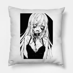 Cute Vampire Ghoul Black & White Pillow