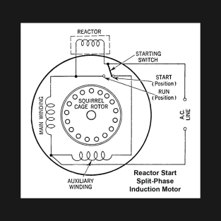 Reactor Start Split-Phase Induction Motor Diagram T-Shirt