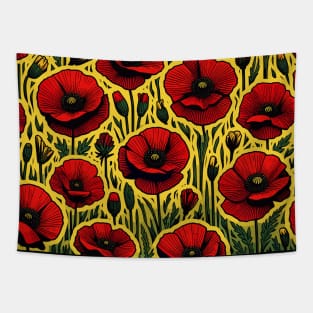 Red Poppy Flower Tapestry