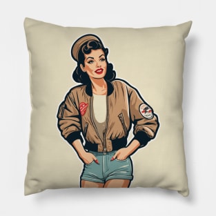 Casual Pin Up Bomber Jacket Babe Style Pillow