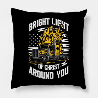 Bright Light of Christ: Fiery Truck Design Pillow