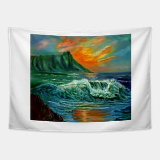 Diamond Head Seascape Tapestry