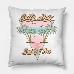 Salty Hair Sandy Toes Summer Vibes Beach Life Novelty Gift Pillow