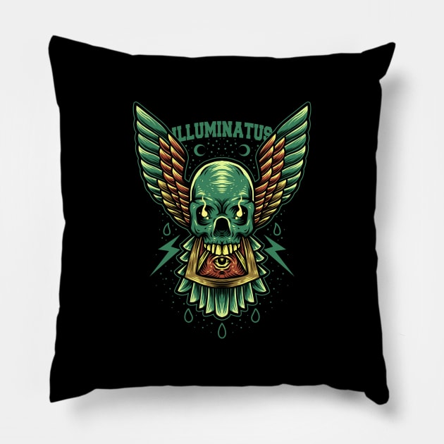 illuminati skull Pillow by donipacoceng