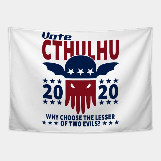 VOTE CTHULHU 2020 - CTHULHU AND LOVECRAFT Tapestry by Tshirt Samurai