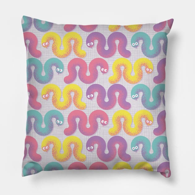 Colorful funny snakes Pillow by lents