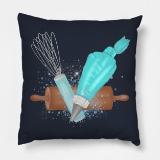 Baking Necessities, in blue Pillow