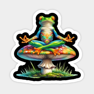 Hippie Frog | Mushroom Yoga Master | T Shirt Design Magnet