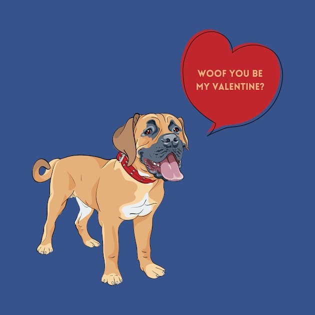 Woof You Be My Valentine? Romantic Boerboel Dog by Seasonal Dogs