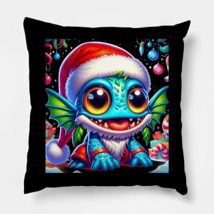 Joyful Baby Murloc in Santa Hat: Christmas Adventure Pillow