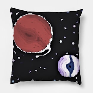 pixel planet in space Pillow