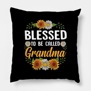 Womens Blessed To Be Called Grandma Sunflower Mothers Day 2021 Pillow