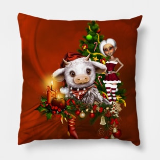 Cute christmas cow Pillow