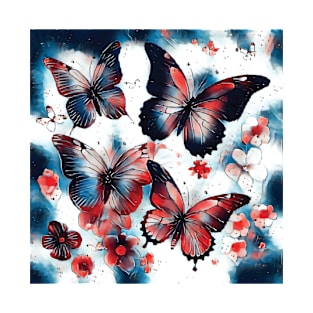 Red and Blue Butterflies T-Shirt