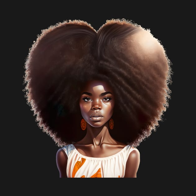 [AI Art] African sunset woman with big hair by Sissely