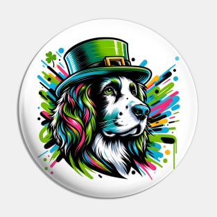 English Springer Spaniel Celebrates St Patrick's Day Joyfully Pin