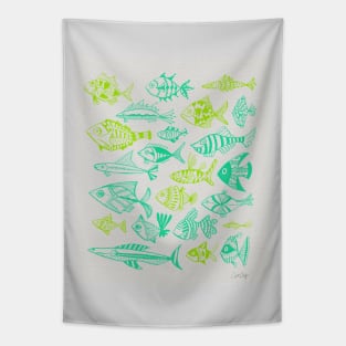 fish inkings lime turquoise Tapestry