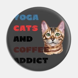 Yoga cats and coffee addict funny quote for yogi Pin