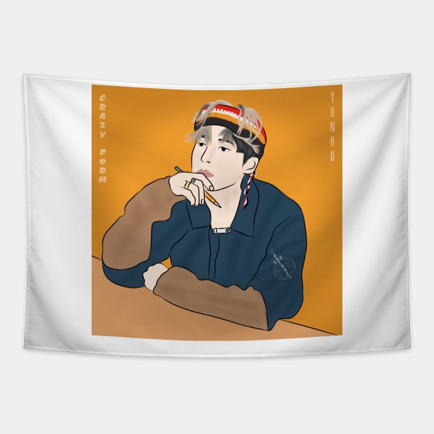 Yunho of Ateez From Crazy Form Tapestry by ArtRaft Pro