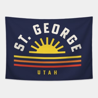 St. George Utah Retro Vintage Sunset Tapestry