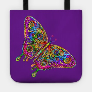 Psychedelic Paisley Rainbow Butterfly Tote