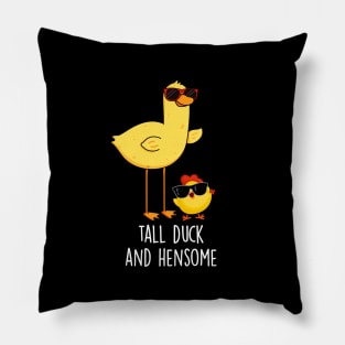Tall Duck And Hensome Funny Animal Pun Pillow