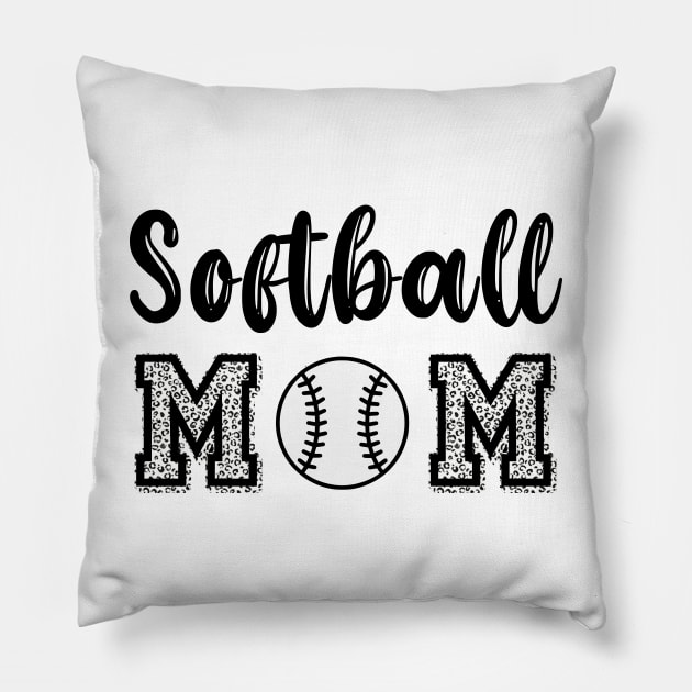 Softball Mom Black and White Animal Print Pillow by StacyWhite