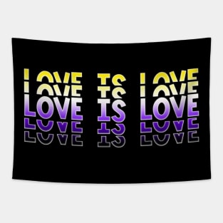 Vintage Retro Love is Love Nonbinary Stacked Letters NB Enby Pride Flag Tapestry