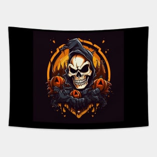 scary witch with pumpkins Tapestry