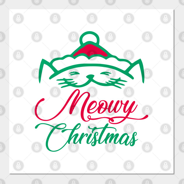 Christmas Cat Greeting Merry Christmas Meowy Trending Xmas Funny