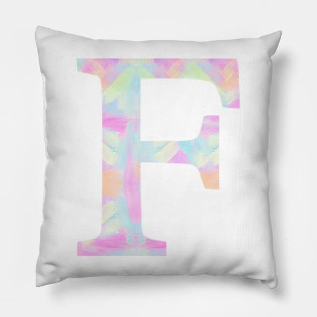 The Letter F Rainbow Design Pillow by Claireandrewss