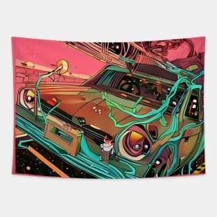 Cartoon 70s Car Heritage Tapestry