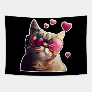 Cats and Hearts: A Valentine's Day Celebration Tapestry