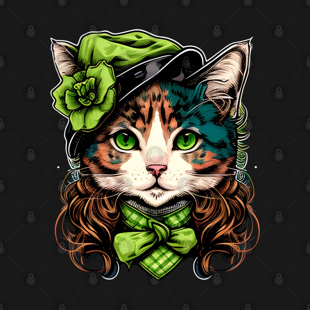Beautiful Cat Lady St. Patrick's Day by William Edward Husband
